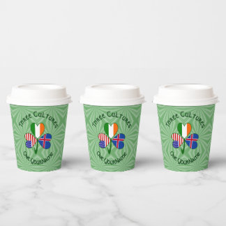 Gobelets En Papier Icelandic Irish American Shamrock Personalize Text