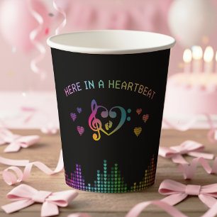 Gobelets En Papier Ici dans un Battement de Coeur Arc-en-Ciel Baby Sh