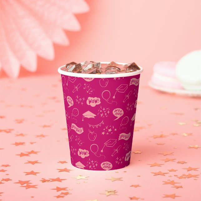 Gobelets En Papier Icône Motif de gribouillis rose (Insitu)