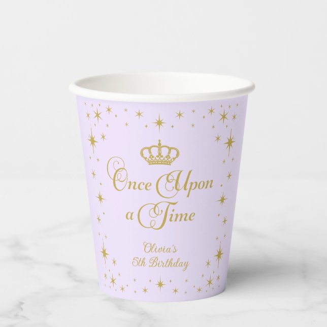 Gobelets En Papier Il était une fois Gold Princess Anniversaire (Recto)