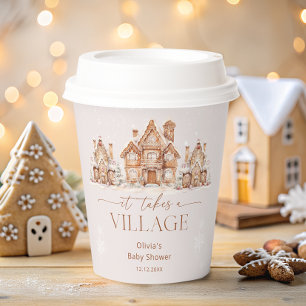 Gobelets En Papier Il faut un Baby shower d'hiver de village