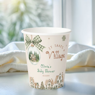 Gobelets En Papier Il faut un Baby shower d'hiver de village