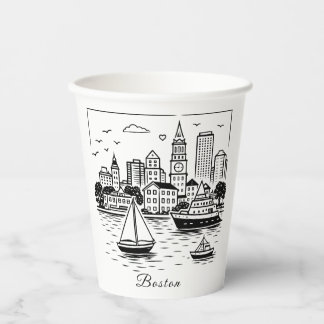 Gobelets En Papier Illustration de Boston en ligne noire