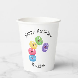 Gobelets En Papier Illustration de caricature de macarons marrant mig