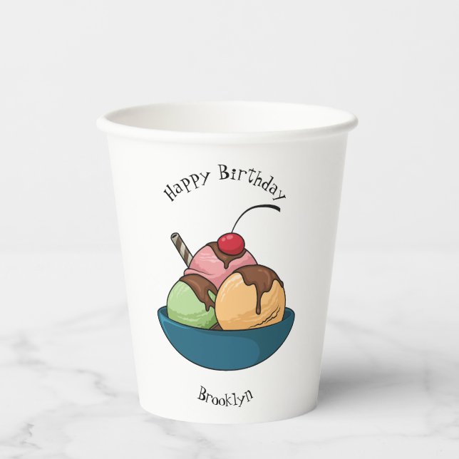 Gobelets En Papier Illustration de crème glacée (Recto)