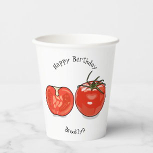 Gobelets En Papier Illustration de dessin sur la tomate