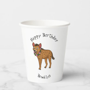 Gobelets En Papier Illustration de Hyena et de fleurs