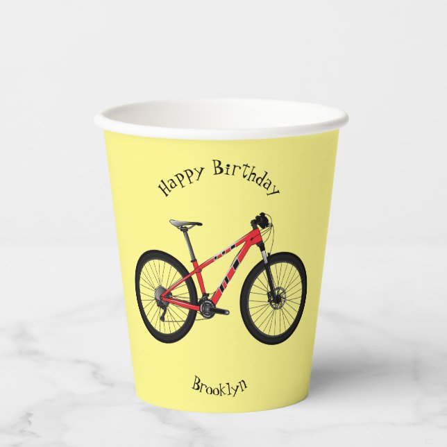 Gobelets En Papier Illustration de la bande dessinée de vélo (Recto)
