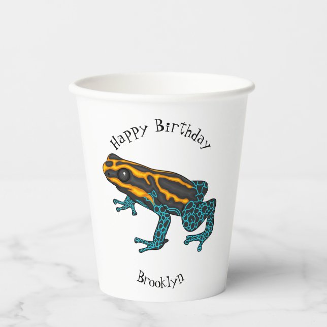 Gobelets En Papier Illustration de la grenouille à fléchettes de pois (Recto)