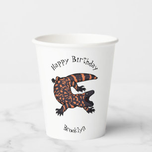 Gobelets En Papier Illustration de lézard géant affamé
