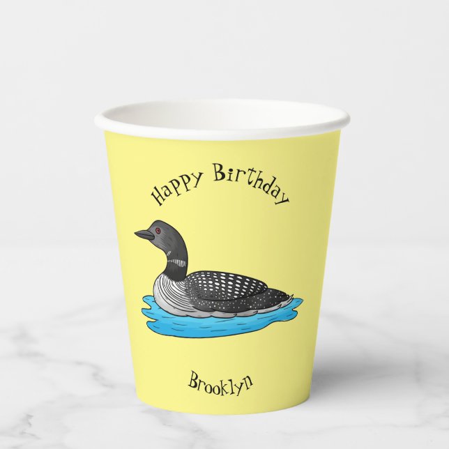 Gobelets En Papier Illustration de Loon bird (Recto)