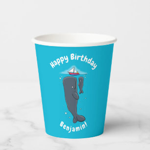 Gobelets En Papier Illustration de mignons baleines et voiliers