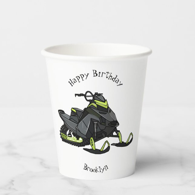 Gobelets En Papier Illustration de motoneige (Recto)