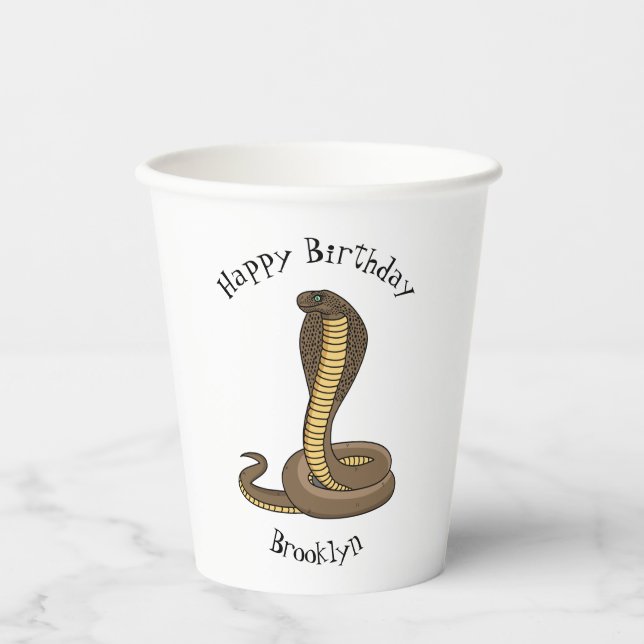 Gobelets En Papier Illustration de serpent à cobra Brown (Recto)