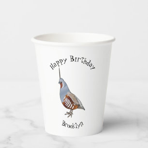 Gobelets En Papier Illustration d'oiseau de caille de montagne