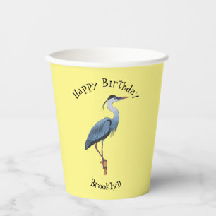 Gobelets En Papier Illustration du grand héron bleu