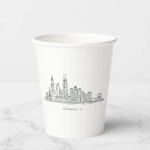 Gobelets En Papier Illustration du paysage urbain de Chicago IL