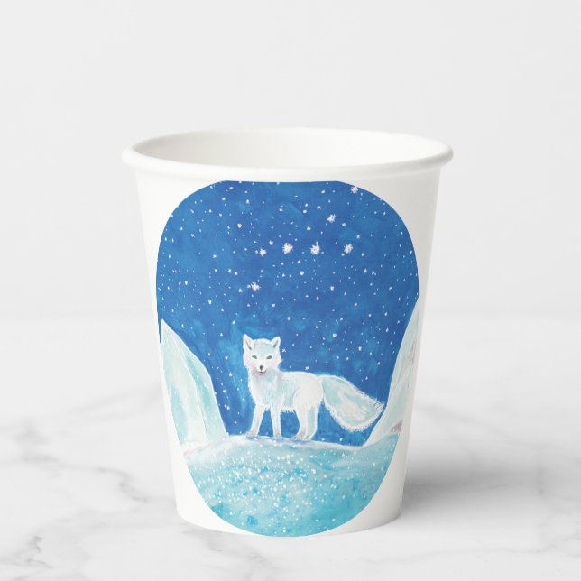 Gobelets En Papier Illustration du Petit Renard arctique (Vulpes lago (Recto)