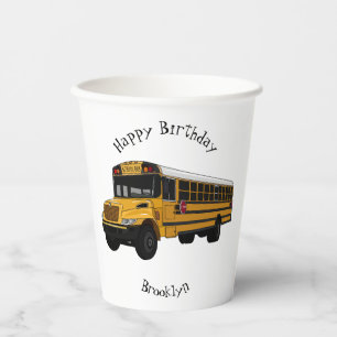 Gobelets En Papier Illustration d'un autobus scolaire