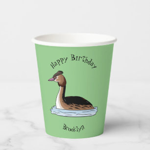 Gobelets En Papier Illustration d'un grand oiseau de grèbe huppé