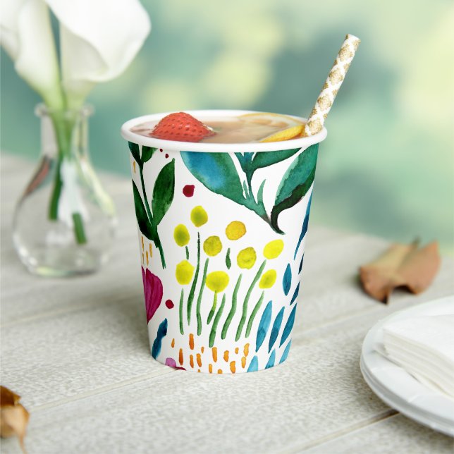 Gobelets En Papier Illustration florale botanique (Insitu)