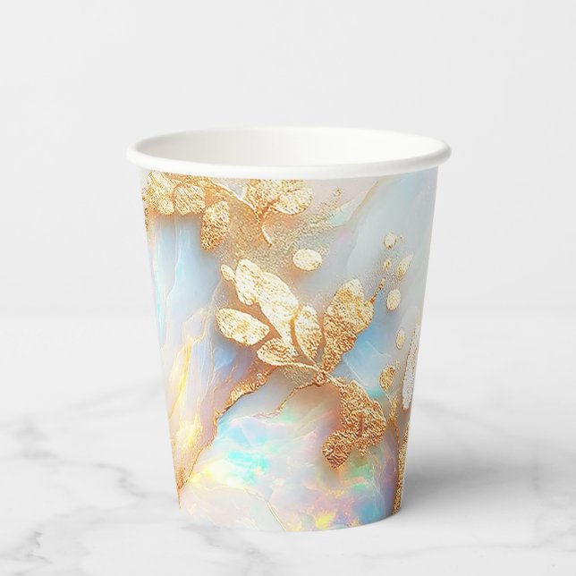 Gobelets En Papier Imaginaire cristal Opal Iridescente Holographique  (Verso)