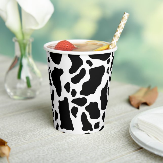 Gobelets En Papier Impression de vache noire et blanche (Insitu)