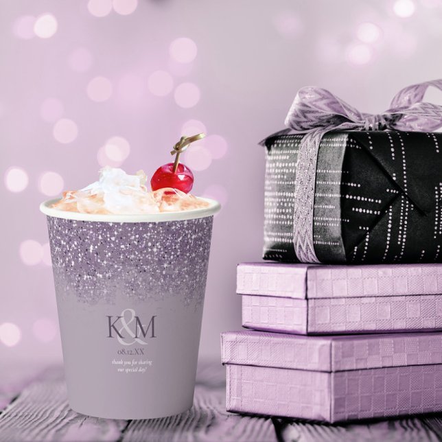 Gobelets En Papier Initiales du Mariage d'éclaboussures ID889 majuscu (Créateur téléchargé)