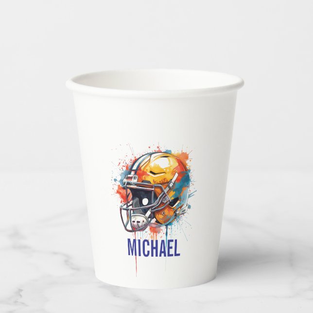 Gobelets En Papier Inspirational Motivational Football Helmet Name (Recto)