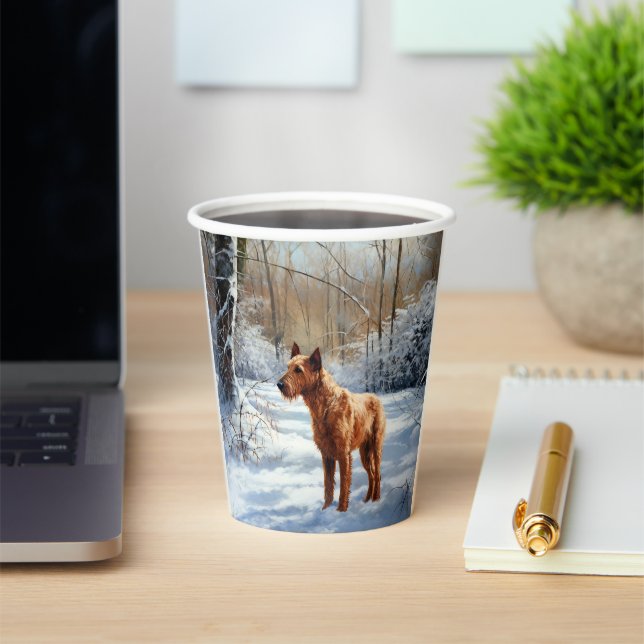 Gobelets En Papier Irish Terrier Laisser neiger Noël (Insitu)