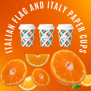 Gobelets En Papier Italie - Drapeau italien - Personnalisation verte