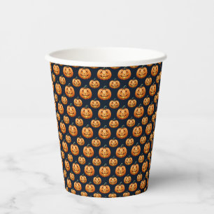 Gobelets En Papier Jack o'Lanterns sur l'Halloween noir