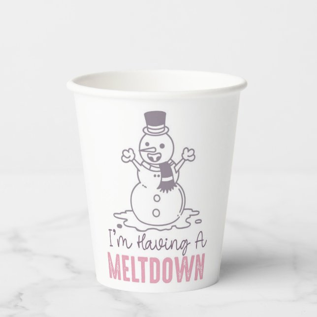 Gobelets En Papier J'ai une fonte - Drôle Snowman Design (Recto)
