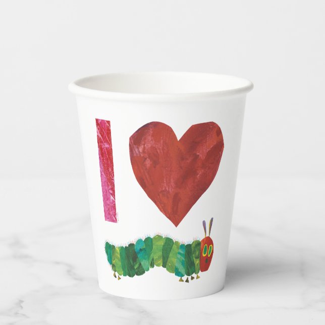 Gobelets En Papier J'Aime La Caterpillar Très Affamée (Recto)
