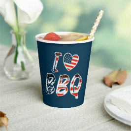 Gobelets En Papier J'aime le barbecue, patriotique américain