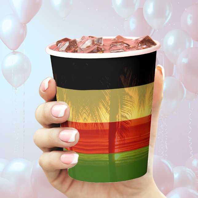 Gobelets En Papier Jamaïque Rasta Caribbean Island Beach Palm Tree (Jamaica Rasta Caribbean Island Beach Palm Tree Paper Cups)