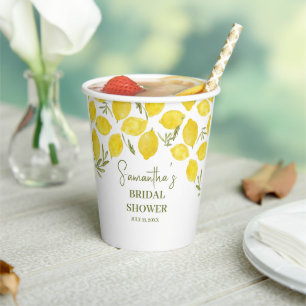 Gobelets En Papier Jardin de Citron Italien Jaune Fête de Mariage Oli