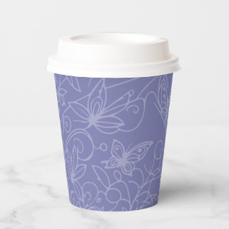 Gobelets En Papier Jardin de papillons bleu