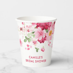 Gobelets En Papier Jardin Rose Fleurie Mariage