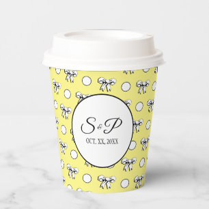 Gobelets En Papier Jaune Beurre Points noirs Rubans Blancs Personnali