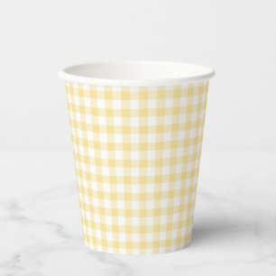 Gobelets En Papier Jaune canari gingham classique