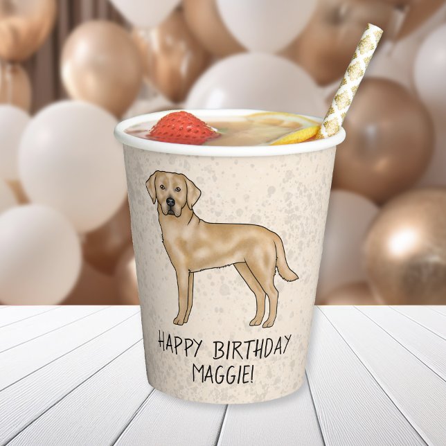 Gobelets En Papier Jaune Labrador Retriever Lab Chien Joyeux annivers (Créateur téléchargé)