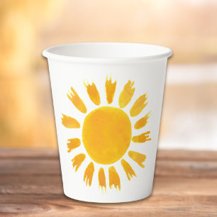 Gobelets En Papier Jaune Sun fête d'anniversaire