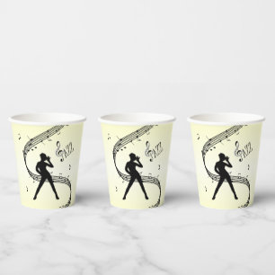 Gobelets En Papier Jazz Dance Musique Jaune Tasses Papier