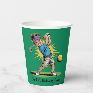 Gobelets En Papier Jeune Golfeur Anniversaire