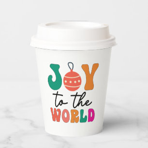 Gobelets En Papier Joie au monde Typographie de Noël colorée