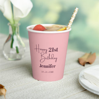 Gobelets En Papier Joli anniversaire n'importe quel âge Personnalisé