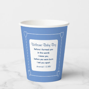 Gobelets En Papier Joli Baby shower Bible Verse Bleu rayé