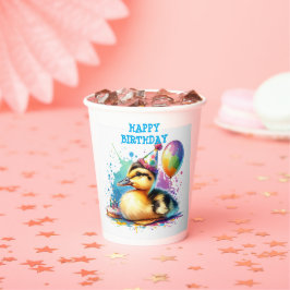 Gobelets En Papier Joli bébé poussin joyeux anniversaire