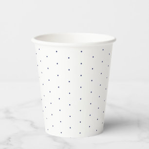 Gobelets En Papier Joli bleu marine et blanc pois minuscule